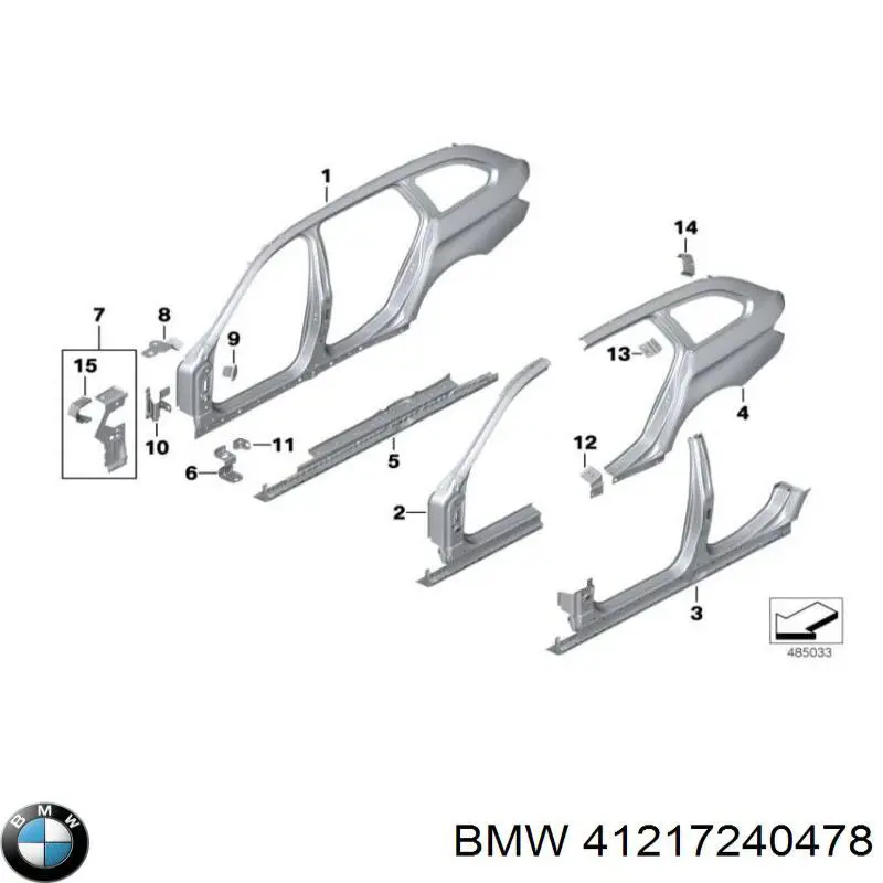 Montante central direito de carroçaria para BMW 5 (F10)