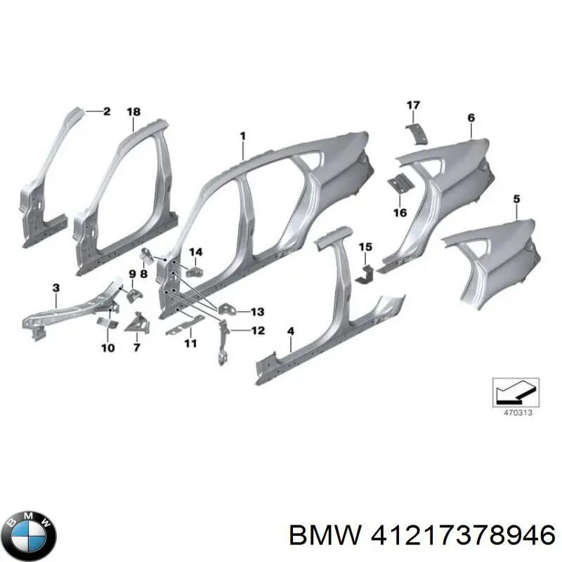 Купить 41217378946 BMW Проем передней правой двери