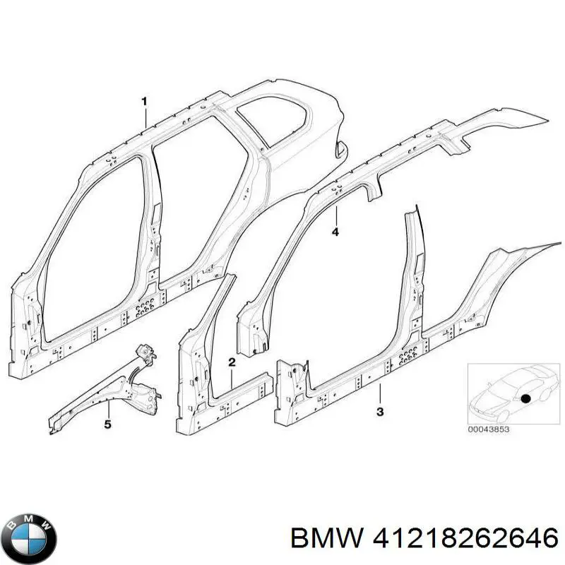 Боковина кузова правая на BMW X5 (E53) купить.
