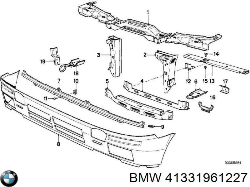 41331961227 BMW суппорт радиатора нижний (монтажная панель крепления фар)