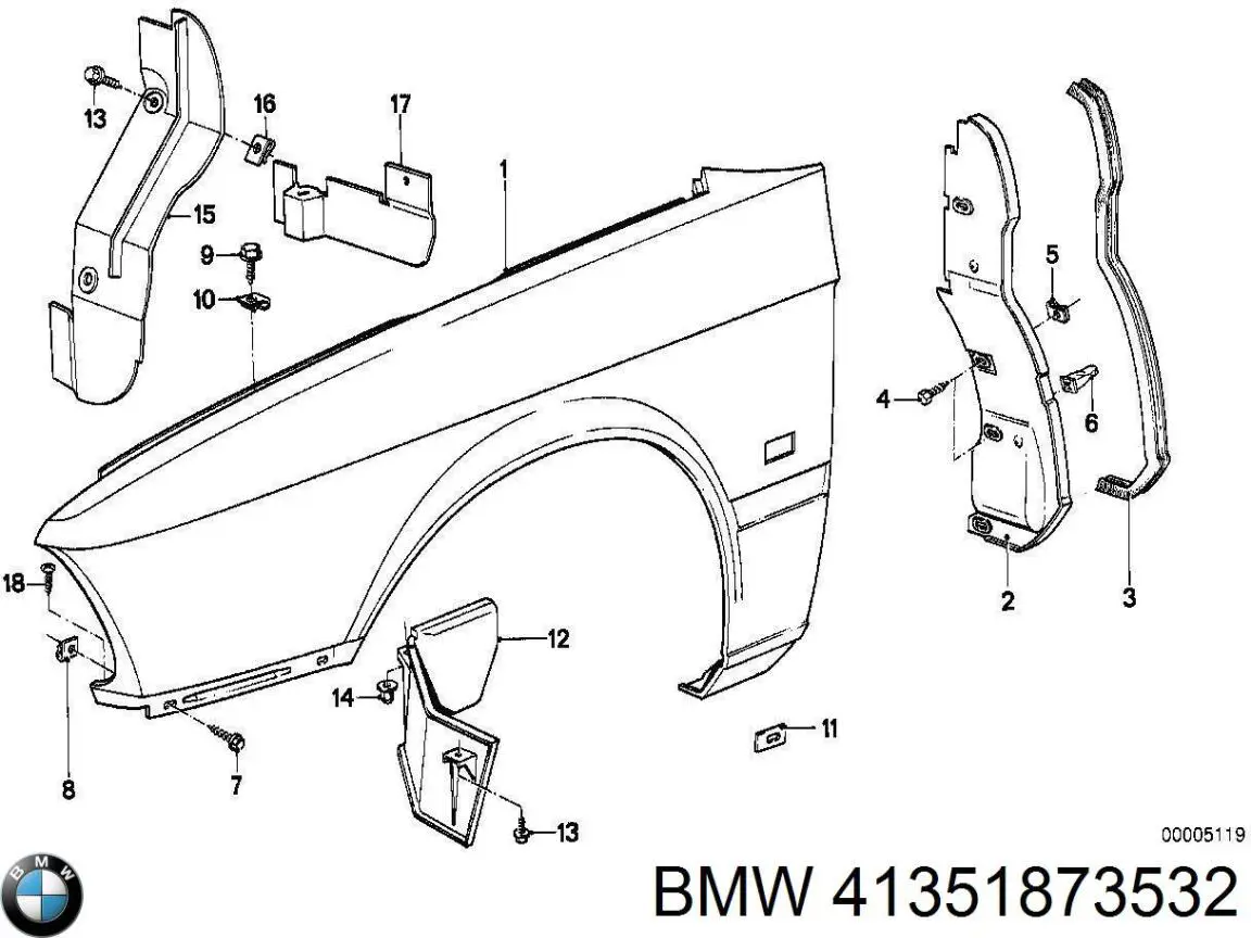Крыло переднее на BMW 5 E28 (Бмв 5)