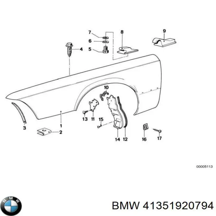 Крыло переднее правое BMW 41351920794