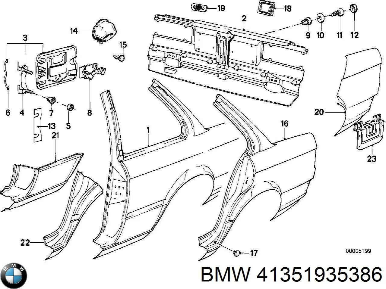 Крыло заднее правое 41351935818 BMW