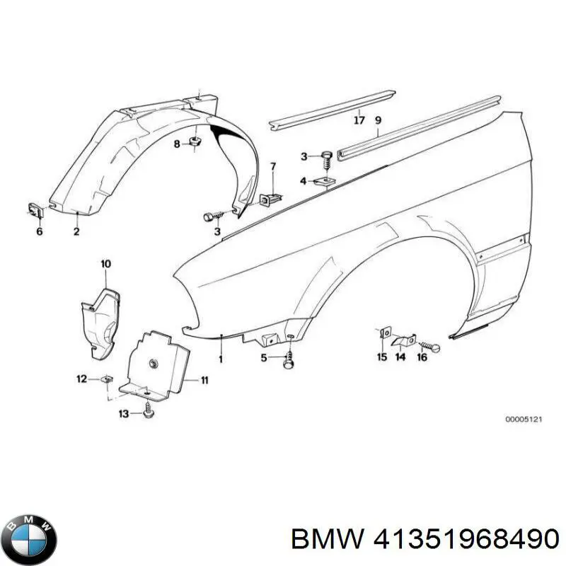 41351953032 BMW pára-lama dianteiro direito