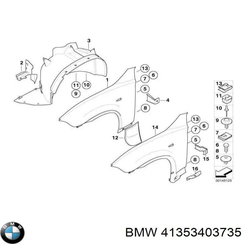 Крыло переднее левое BMW 41353403735 цена, от 63.35 USD