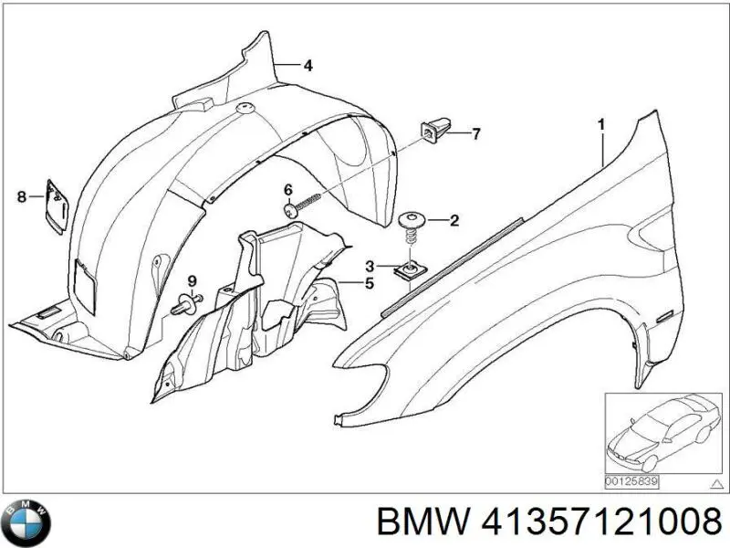 Крыло переднее правое 41357121008 BMW