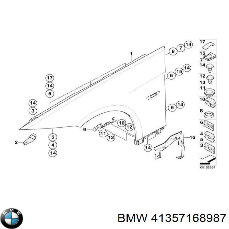 Купить 41357168987 BMW Крыло переднее левое