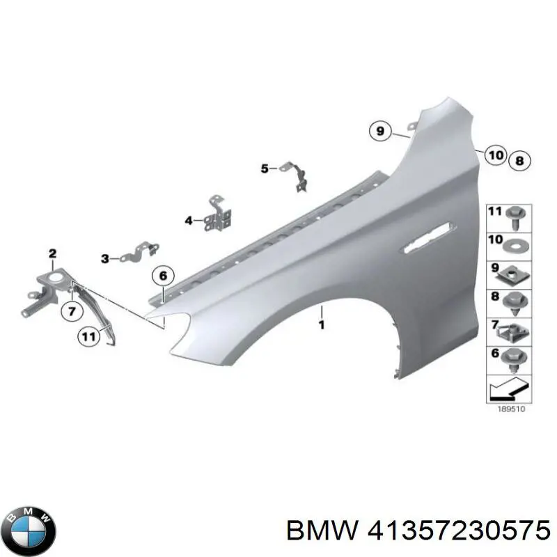 41357230575 BMW consola dianteira de fixação do pára-lama dianteiro esquerdo