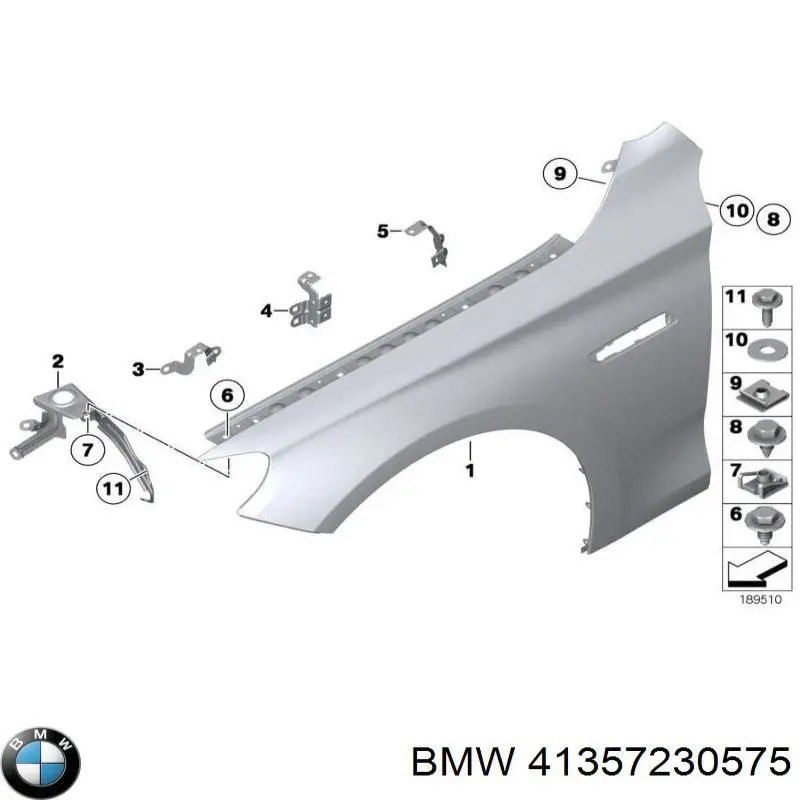 41357230575 BMW Кронштейн крепления крыла переднего левого передний