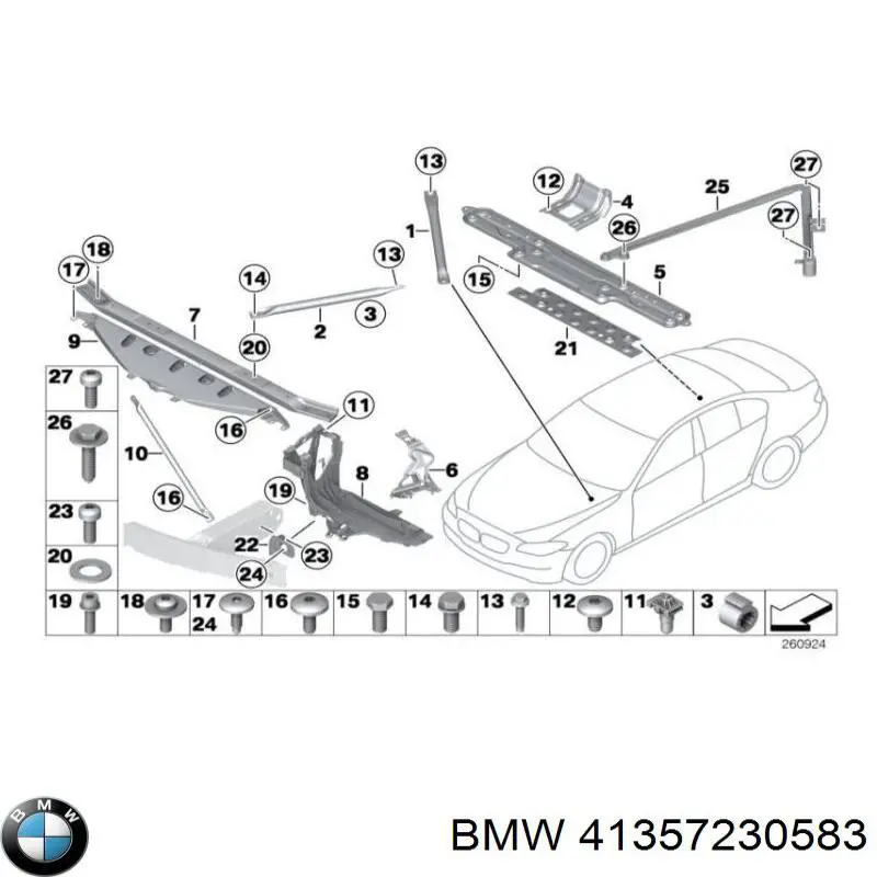 41357230583 BMW Кронштейн крепления крыла переднего левого передний
