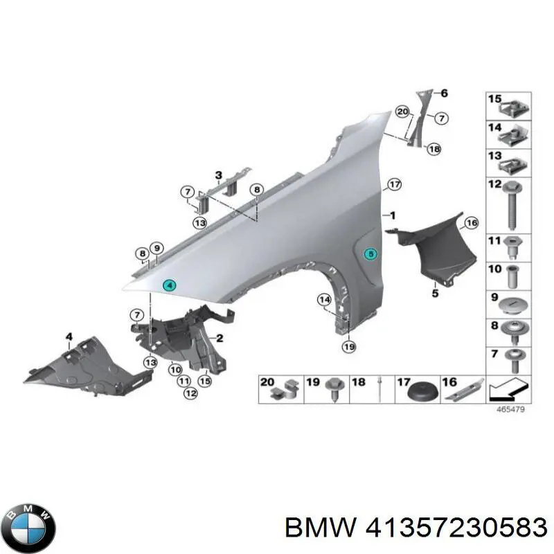 Кронштейн крепления крыла переднего левого передний BMW 41357230583 цена, от 23.96 USD