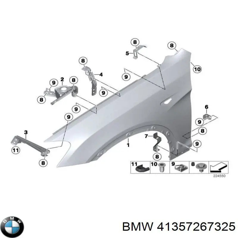 Consola dianteira de fixação do pára-lama dianteiro esquerdo para BMW X3 (F25)