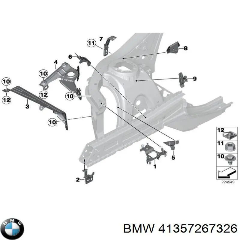 Consola dianteira de fixação do pára-lama dianteiro direito para BMW X3 (F25)
