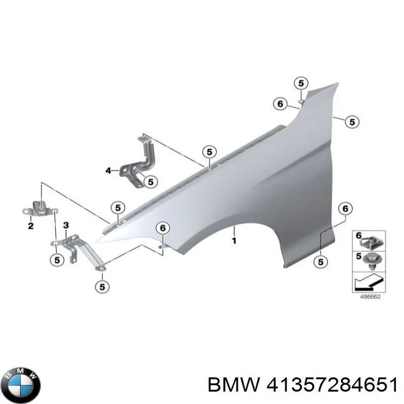 Кронштейн крепления крыла переднего левого передний 41357284651 BMW