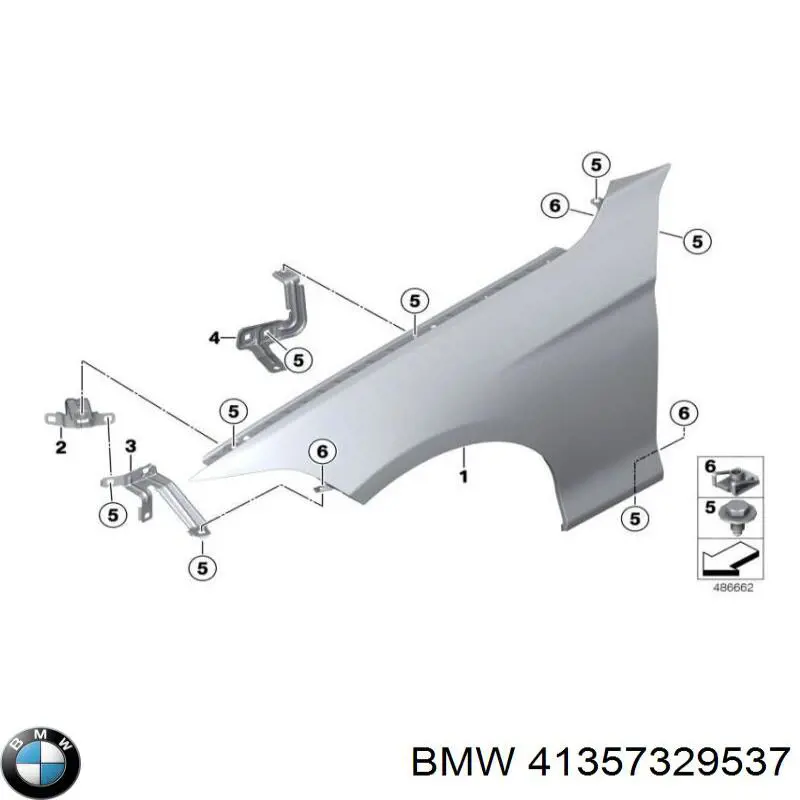 Кронштейн крепления крыла  переднего левого верхний BMW 41007347869 цена, от 22.80 USD