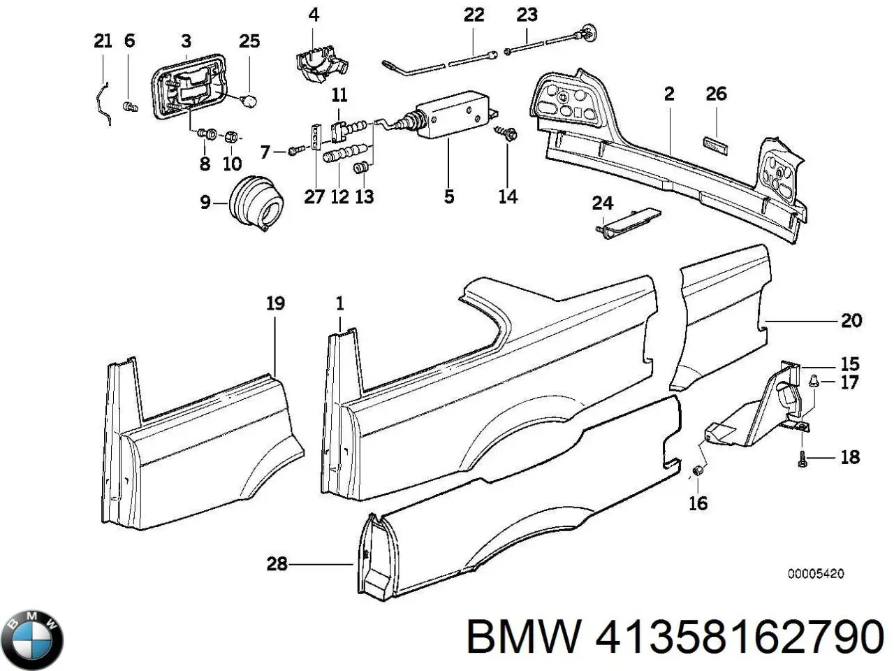 Крыло заднее правое 41358162790 BMW