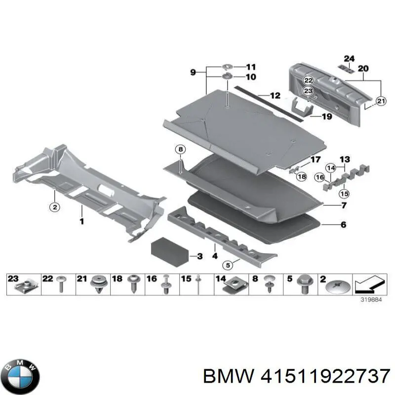 Vastago, (Pasador) Bisagra Puerta 41511922737 BMW