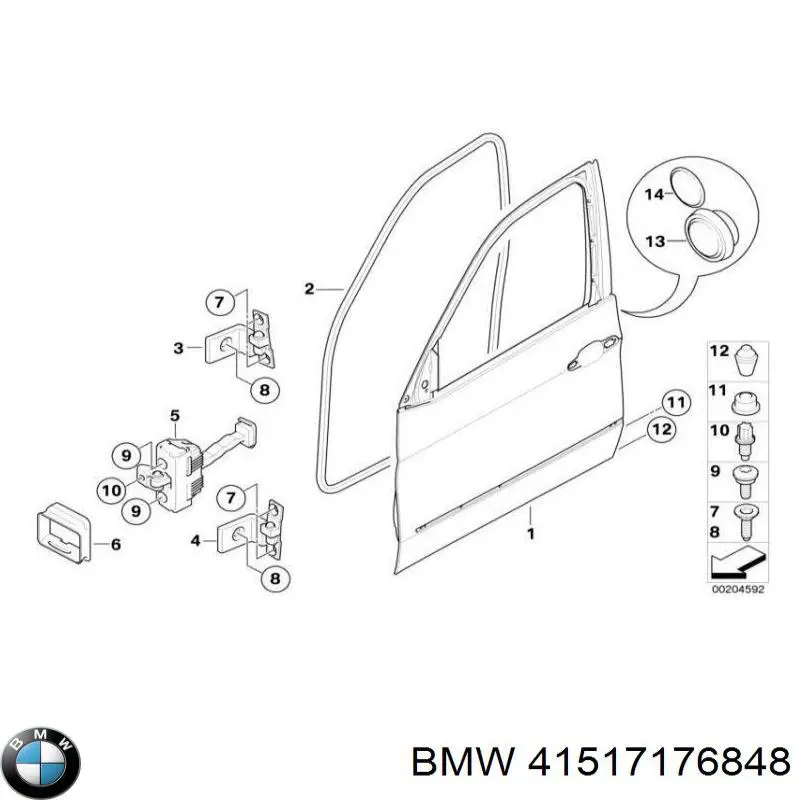 41517176848 BMW петля двери передней правой