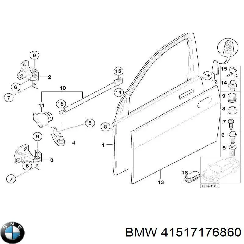  Петля двери передней правой BMW 7 