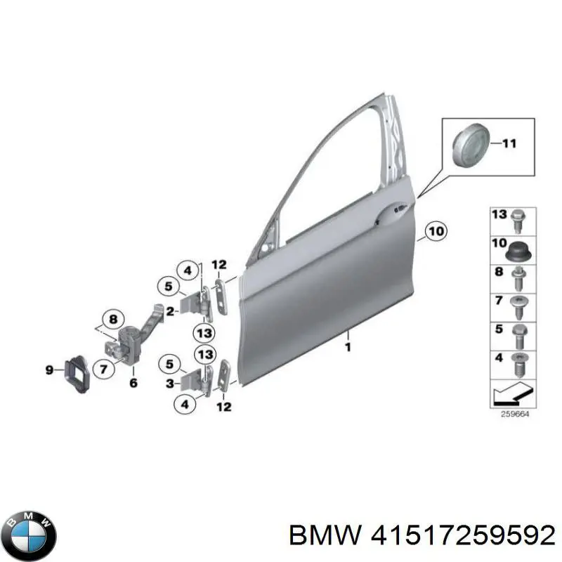 41517259592 BMW петля двери передней правой