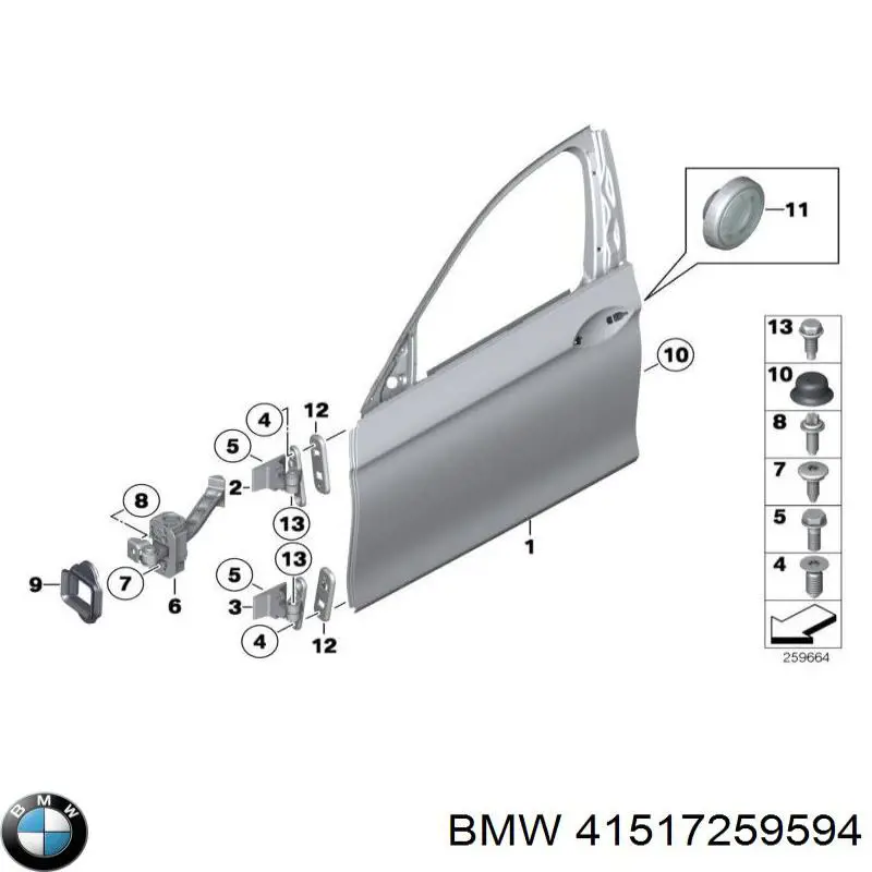 Петля двери передней правой на BMW 5 (F10) купить.