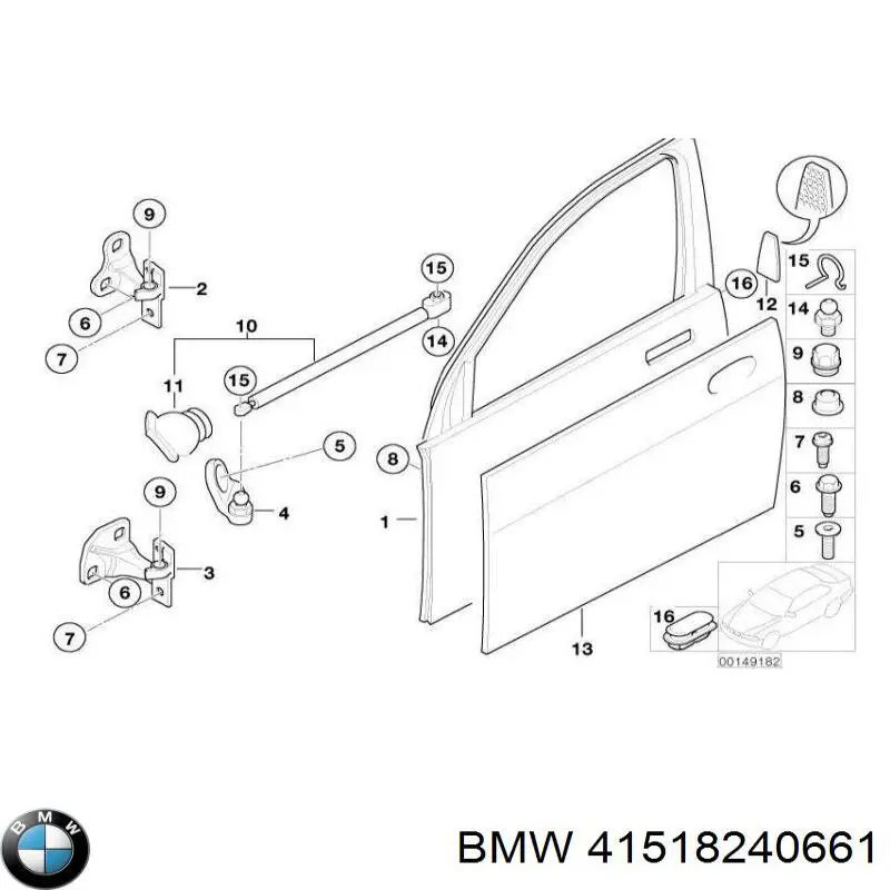  Петля двери передней левой BMW 7 