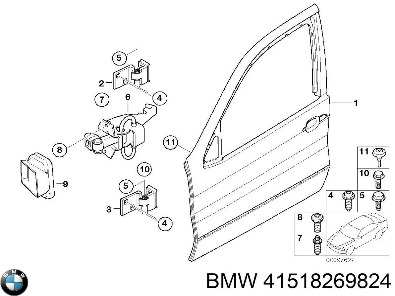 Петля двери передней правой на BMW X5 (E53) купить.