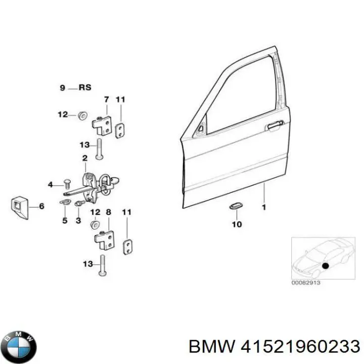 Петля водительской двери BMW 41521960233 цена, от 72.78 USD