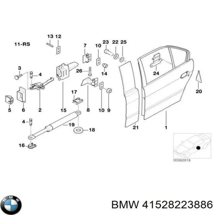 Дверь пассажирская задняя правая BMW 41528223886 цена, от 169.30 USD