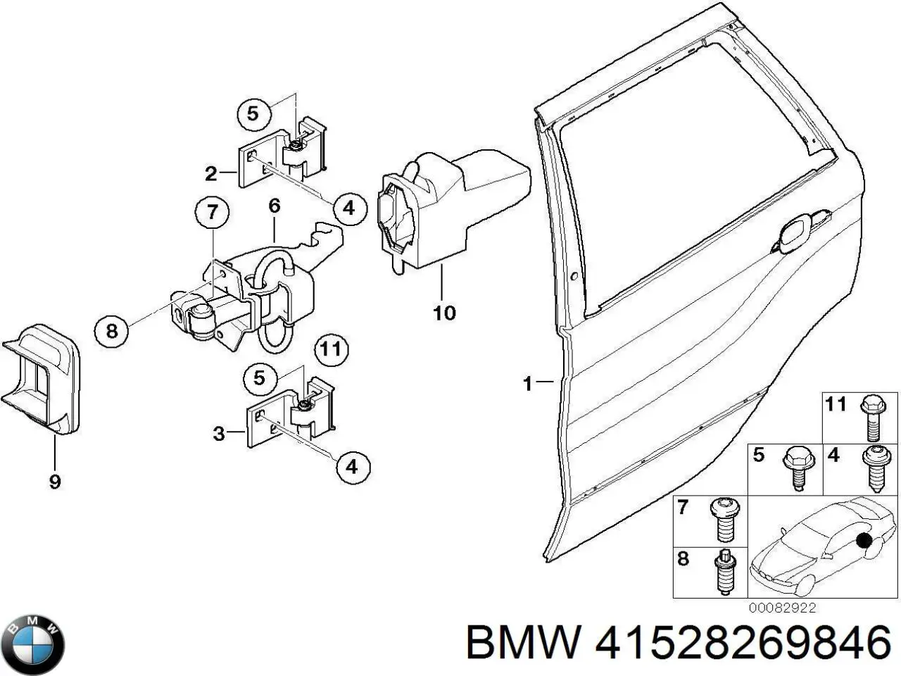 Дверной шарнир задний правый BMW 41528269846 цена, от 5.91 USD