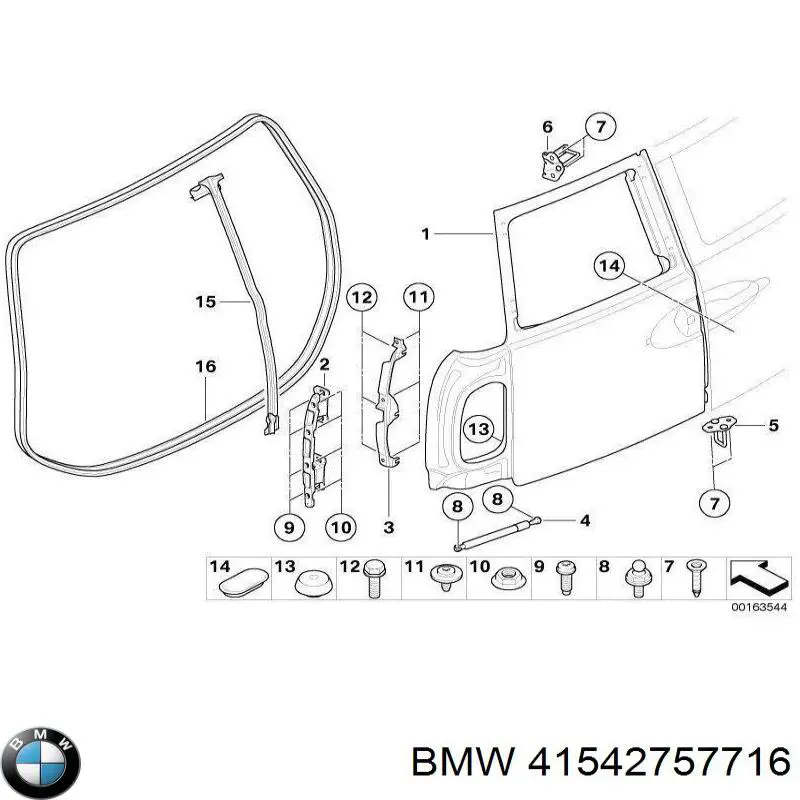 41542757716 BMW porta batente traseira direita de furgão
