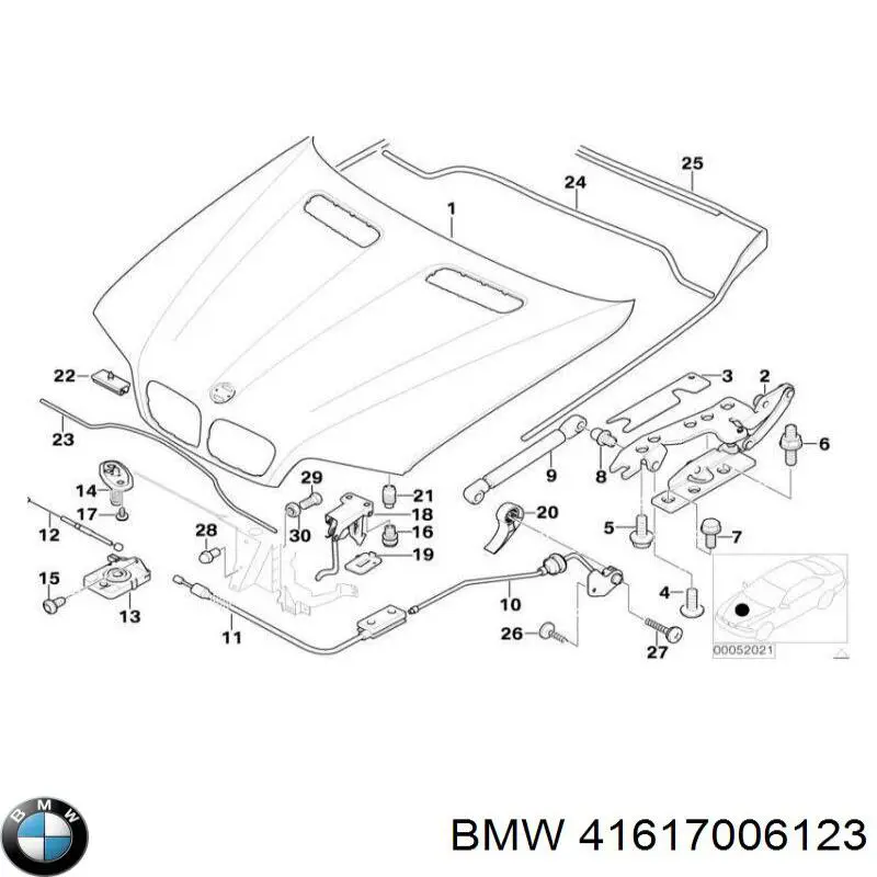 Купить 41617006123 BMW Завеса капота левая