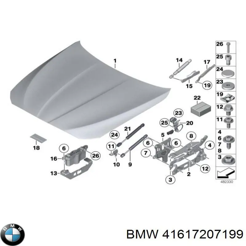 41617207199 BMW gozno da capota esquerdo