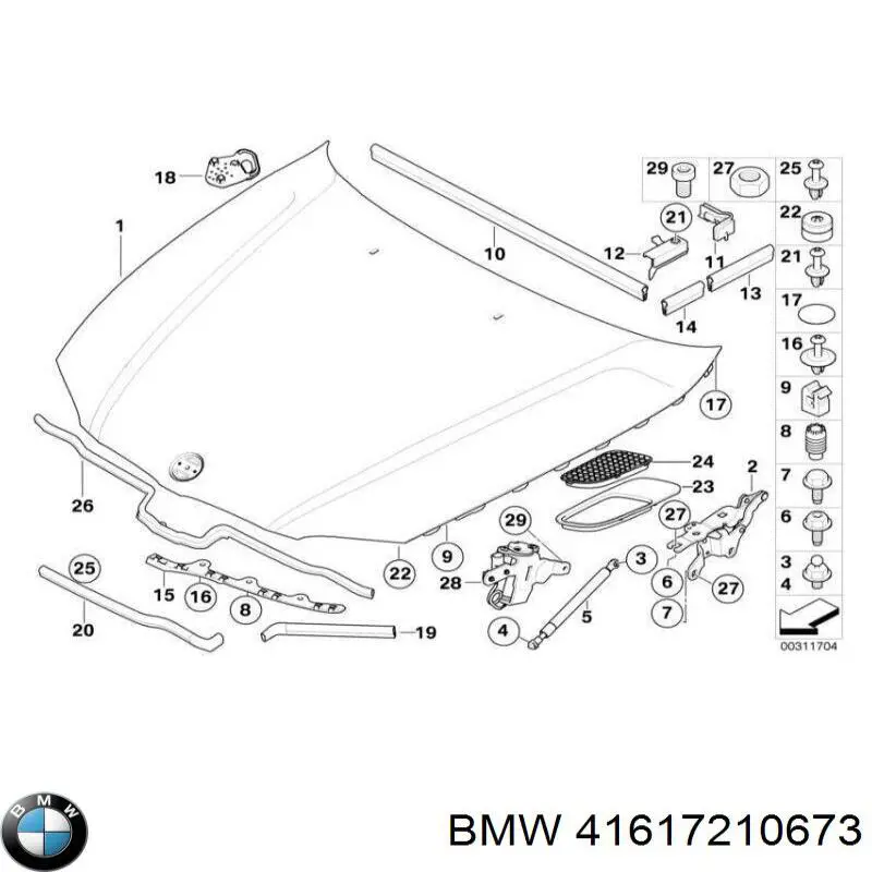 Петля капота левая 41617210673 BMW