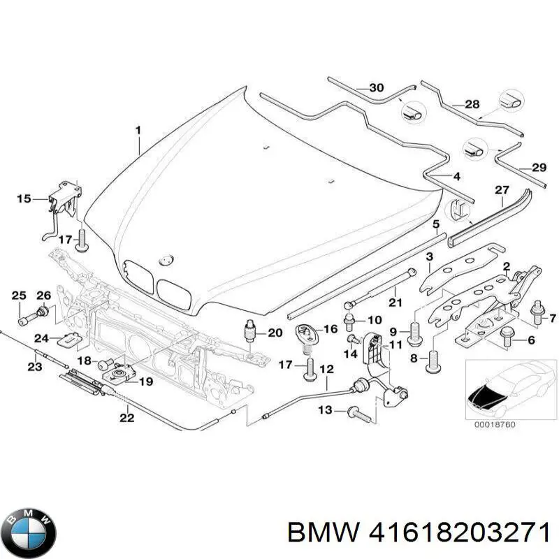 Петля капота, левая BMW 41618203271 цена, от 10.16 USD
