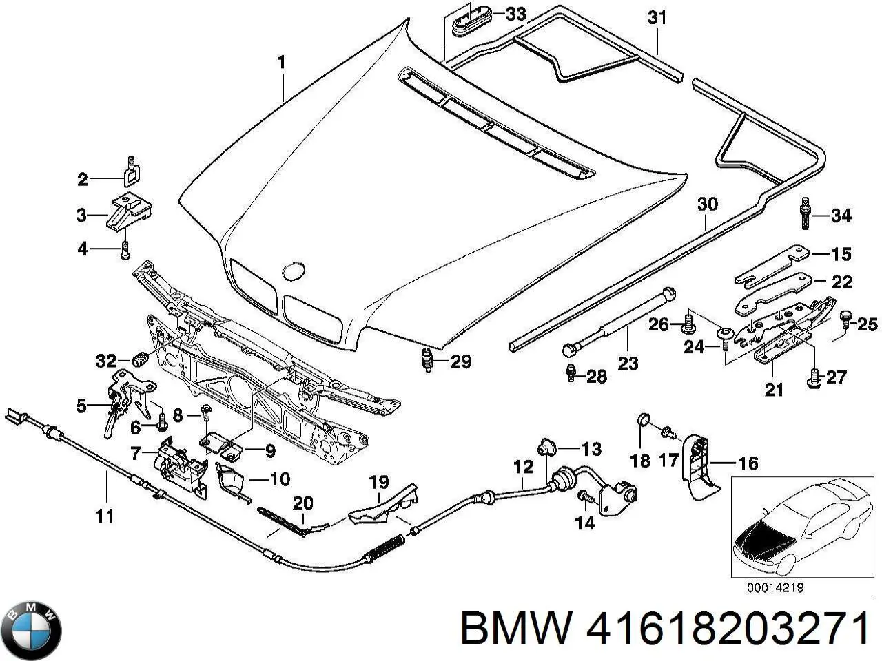 41618203271 BMW Шарнир капота левый