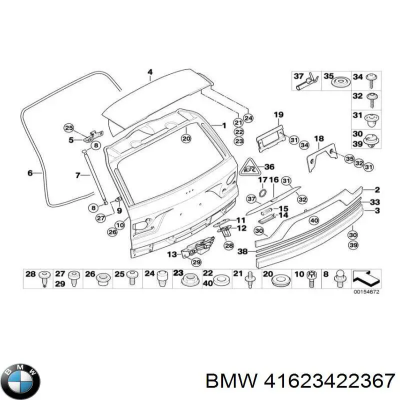 Gozno de tampa de porta-malas para BMW X3 (E83)