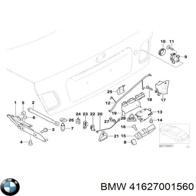 41627001560 BMW петля крышки багажника
