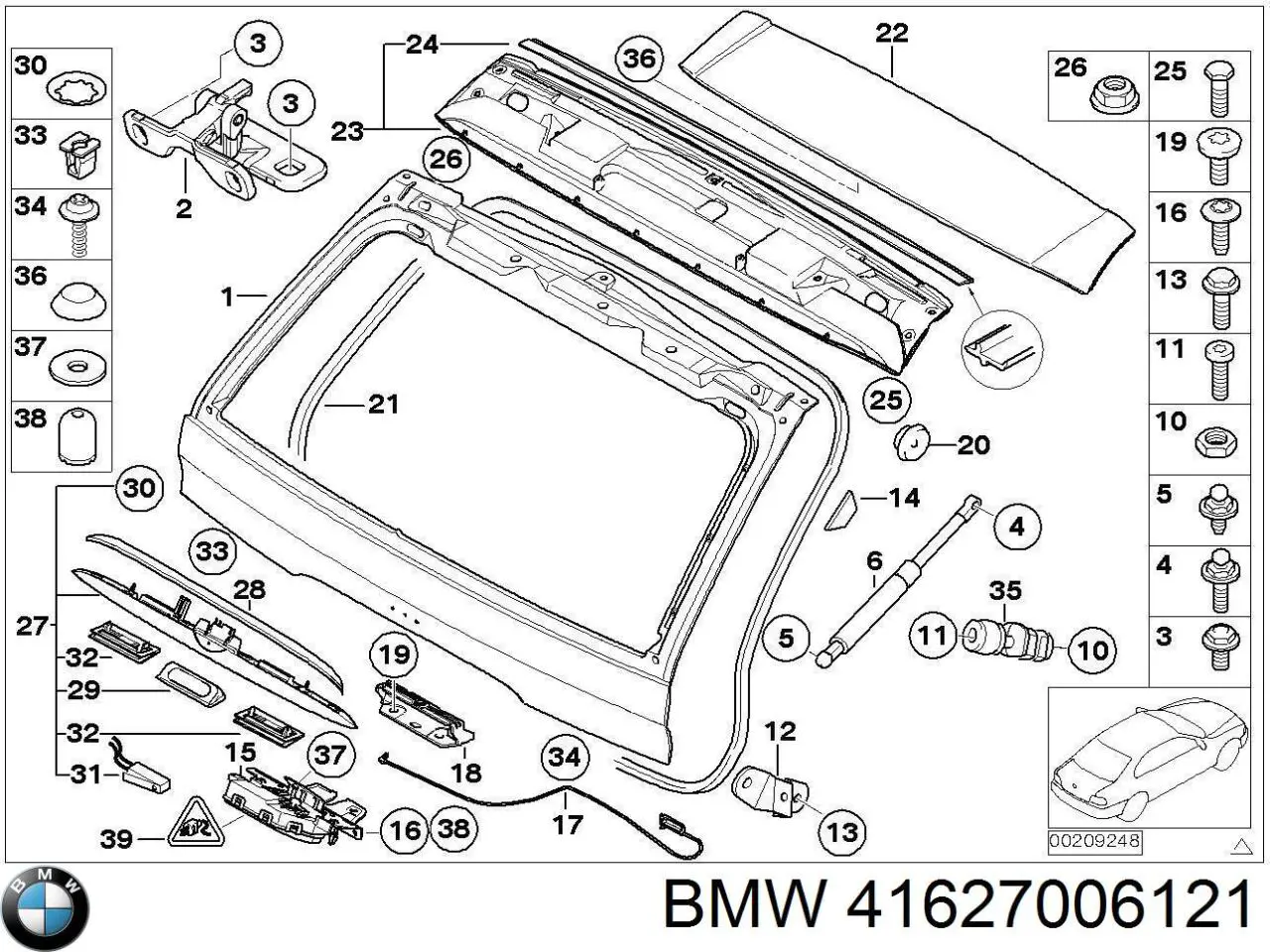 Купить 41627006121 BMW Петля задней багажной, 3/5 -ой двери