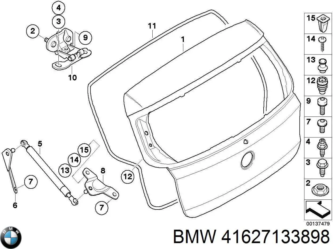 41627133898 BMW porta traseira (3ª/5ª porta-malas (tampa de alcapão)