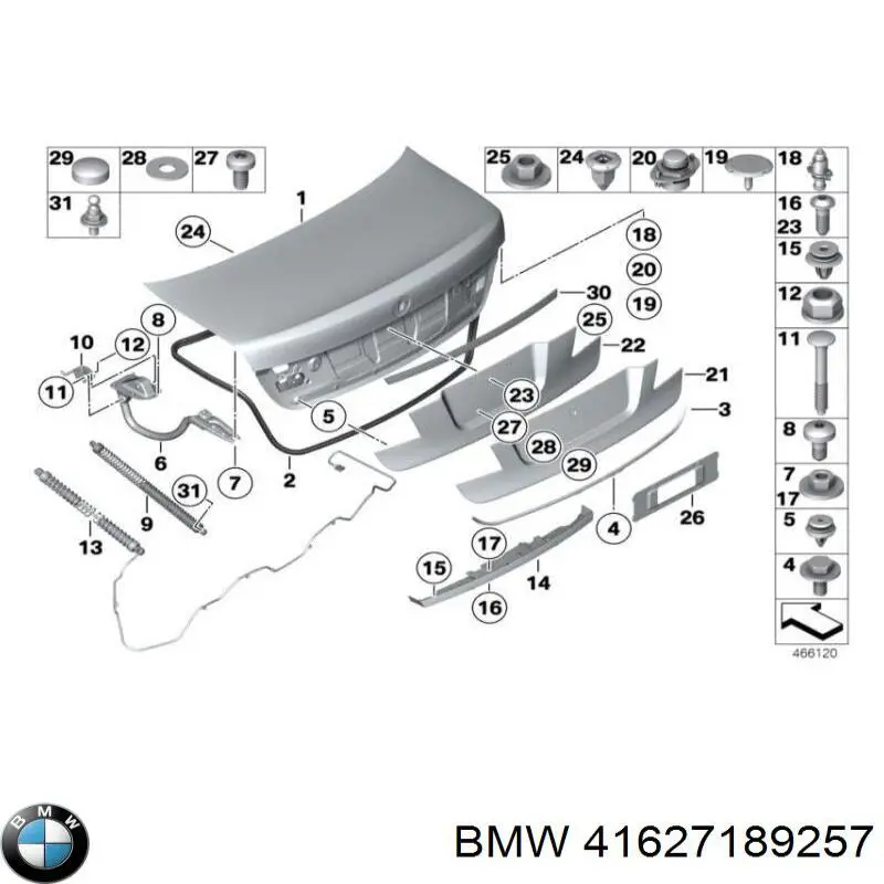 41627189257 BMW gozno de tampa de porta-malas