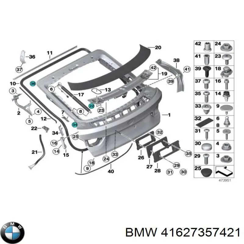 Навеска двери задней (и механизм уравновешивания замка двери задка) BMW 41627357421 цена, от 38.01 USD