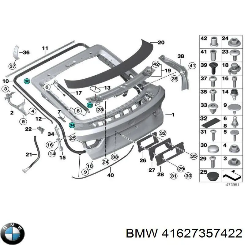 41627357422 BMW Петля багажника