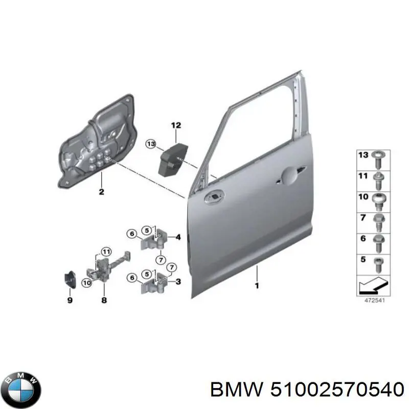 Porta traseira direita para BMW I3 (I01)