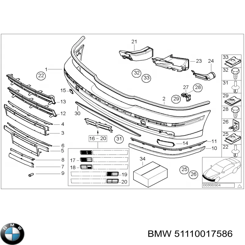 Передний бампер 51110017586 BMW