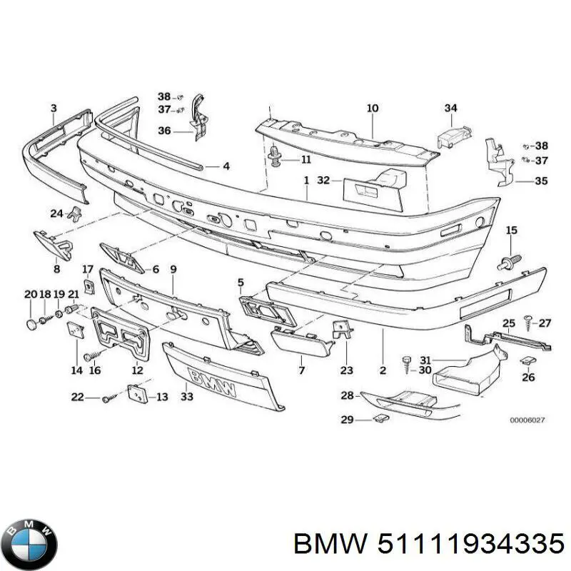 Накладка бампера переднего левая 51111934335 BMW