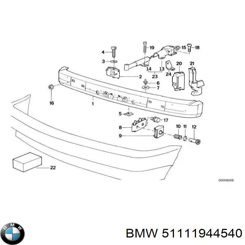 Пистон (клип) крепления бампера заднего на BMW 5 (E34) купить.