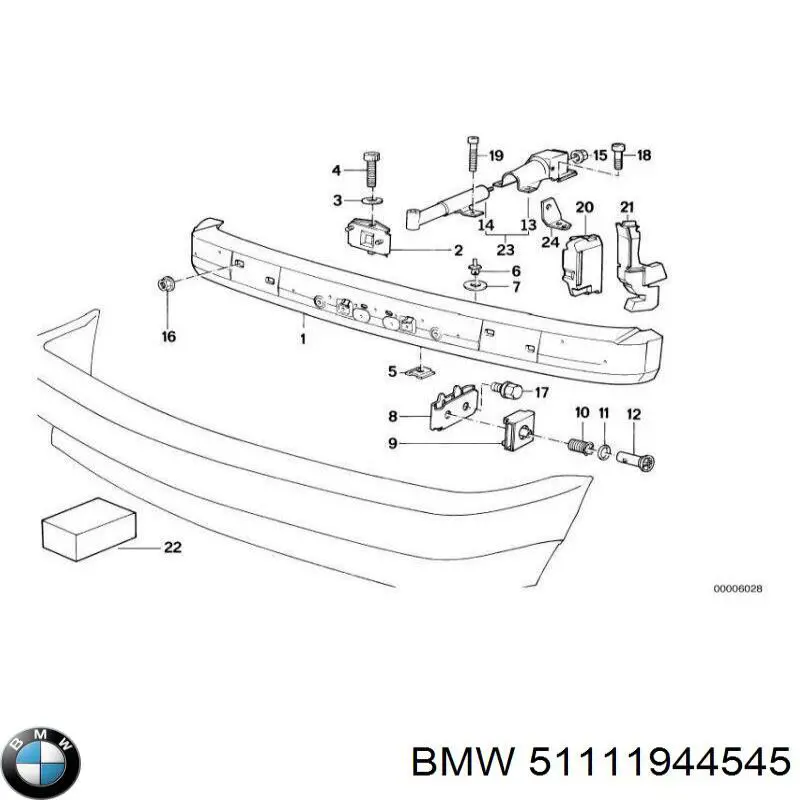 Soporte de parachoques delantero 51111944545 BMW