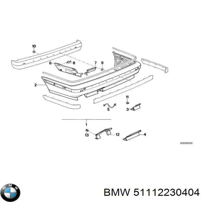 Заглушка (решетка) противотуманных фар бампера переднего правая 51112230404 BMW