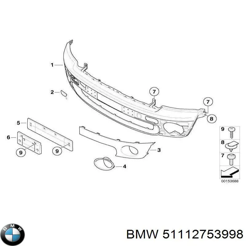 51112753998 BMW Правая решетка переднего бампера